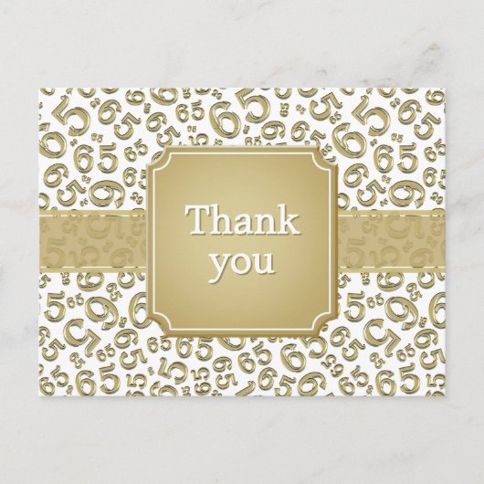 Thank You 65 Number Pattern Gold/White Briefkaart (Voorkant)