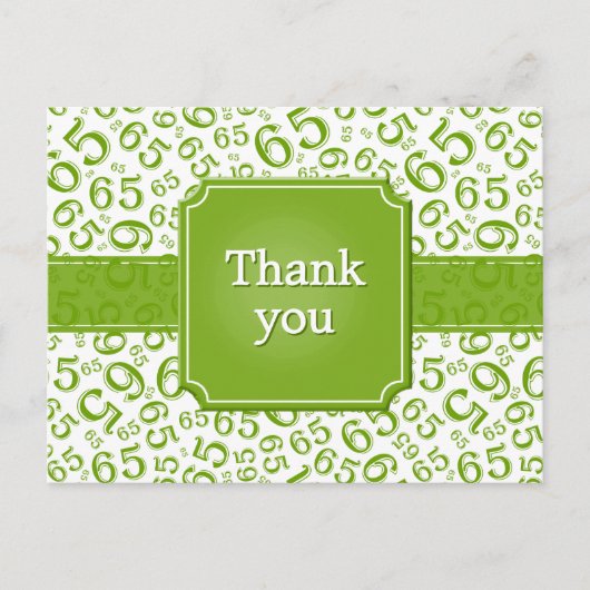 Thank You 65 Number Pattern Green/White Briefkaart (Voorkant)