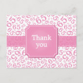 Thank You 65 Number Pattern Pink/White Briefkaart (Voorkant)