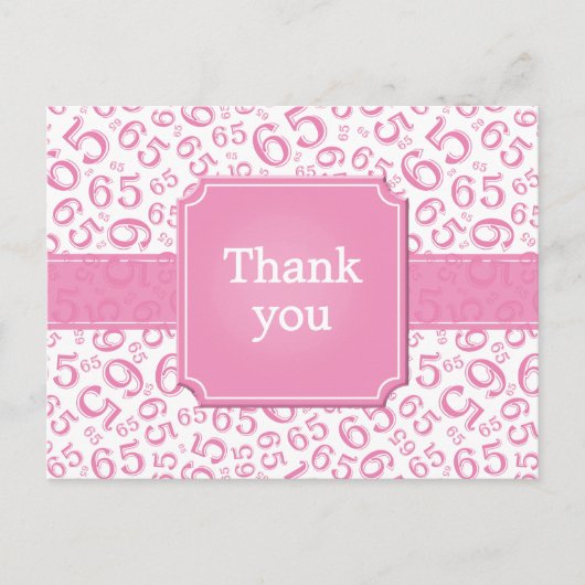 Thank You 65 Number Pattern Pink/White Briefkaart (Voorkant)