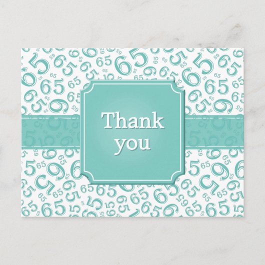 Thank You 65 Number Pattern Teal/White Briefkaart (Voorkant)
