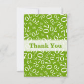 Thank You 70 Birthday Number Pattern Green/White Bedankkaart (Voorkant)