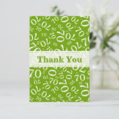 Thank You 70 Birthday Number Pattern Green/White Bedankkaart (Staand voorkant)