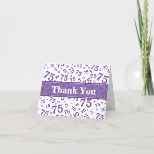 Thank You 70 Birthday Number Pattern Purple/White Bedankkaart (Voorkant)