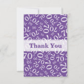 Thank You 70 Birthday Number Pattern Purple/White Bedankkaart (Voorkant)