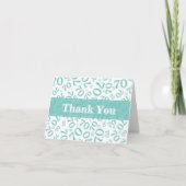 Thank You 70th Birthday Number Pattern Teal/White Bedankkaart (Voorkant)