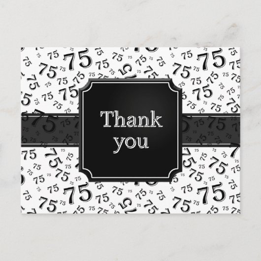 Thank You 75 Number Pattern Black/White Postcard Briefkaart (Voorkant)