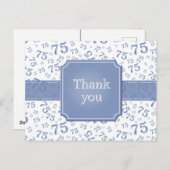 Thank You 75 Number Pattern Blue/White Postcard Briefkaart (Voorkant / Achterkant)