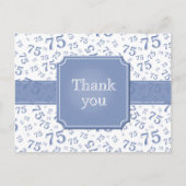 Thank You 75 Number Pattern Blue/White Postcard Briefkaart (Voorkant)