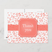 Thank You 75 Number Pattern Coral/White Briefkaart (Voorkant / Achterkant)