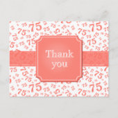 Thank You 75 Number Pattern Coral/White Briefkaart (Voorkant)