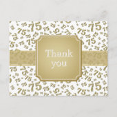 Thank You 75 Number Pattern Gold/White Briefkaart (Voorkant)