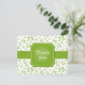 Thank You 75 Number Pattern Green/White Postcard Briefkaart (Staand voorkant)