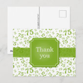 Thank You 75 Number Pattern Green/White Postcard Briefkaart (Voorkant / Achterkant)