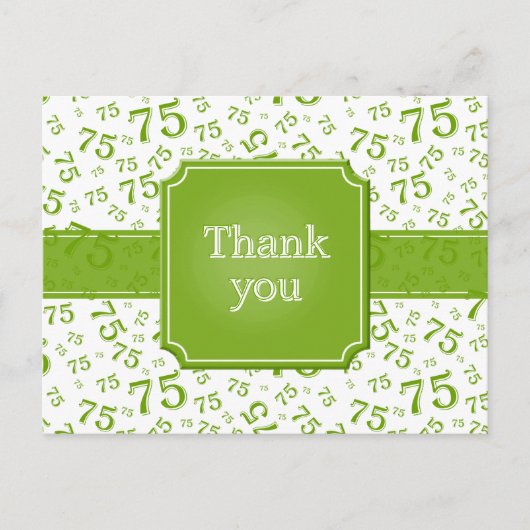 Thank You 75 Number Pattern Green/White Postcard Briefkaart (Voorkant)