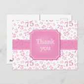 Thank You 75 Number Pattern Pink/White Postcard Briefkaart (Voorkant / Achterkant)