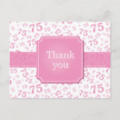 Thank You 75 Number Pattern Pink/White Postcard Briefkaart (Voorkant)