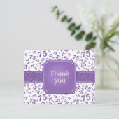 Thank You 75 Number Pattern Purple/White Briefkaart (Staand voorkant)