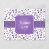 Thank You 75 Number Pattern Purple/White Briefkaart (Voorkant)