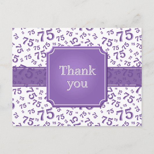 Thank You 75 Number Pattern Purple/White Briefkaart (Voorkant)
