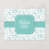 Thank You 75 Number Pattern Teal/White Briefkaart (Voorkant)