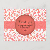 Thank You: 80th Coral/White Number Pattern Briefkaart (Voorkant)