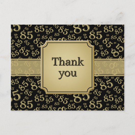 Thank You 85 Number Pattern Black/Gold Briefkaart (Voorkant)