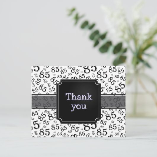 Thank You 85 Number Pattern Black/White Briefkaart (Staand voorkant)