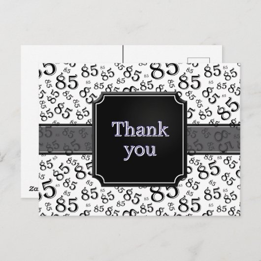 Thank You 85 Number Pattern Black/White Briefkaart (Voorkant / Achterkant)