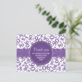Thank You 90 Purple/White Birthday Number Pattern Briefkaart (Staand voorkant)