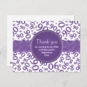 Thank You 90 Purple/White Birthday Number Pattern Briefkaart (Voorkant / Achterkant)