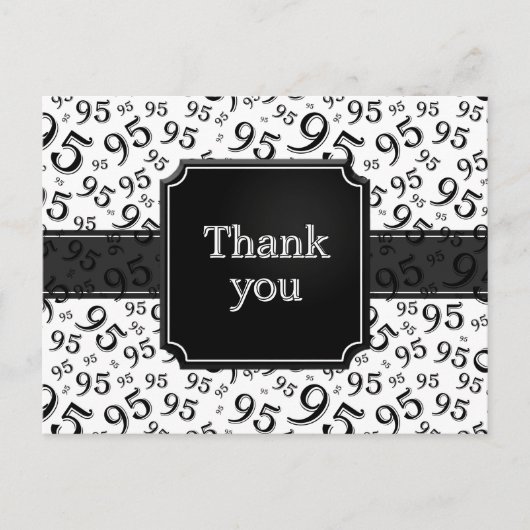 Thank You 95 Number Pattern Black/White Briefkaart (Voorkant)