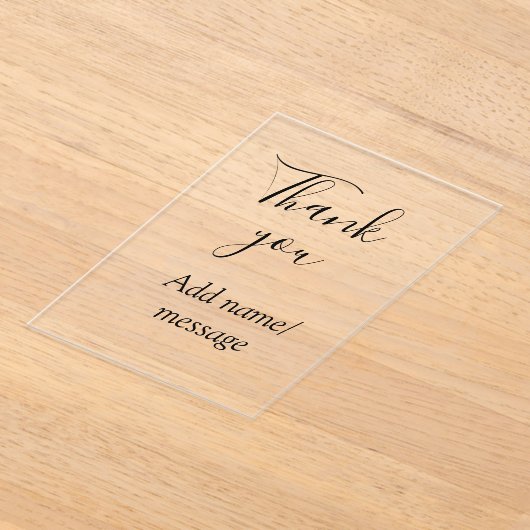 Thank you add name message simple stylish calligra acryl uitnodigingen (Laagn)