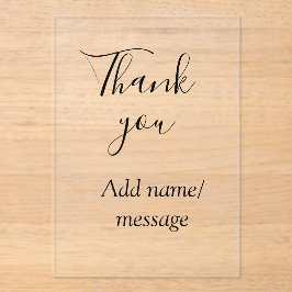 Thank you add name message simple stylish calligra acryl uitnodigingen