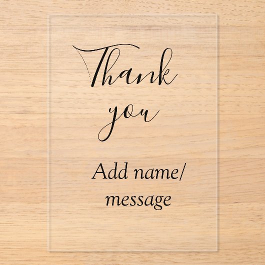 Thank you add name message simple stylish calligra acryl uitnodigingen (Voorkant)