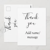 Thank you add name message simple stylish calligra briefkaart (Voorkant / Achterkant)