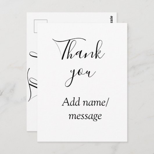Thank you add name message simple stylish calligra briefkaart (Voorkant / Achterkant)