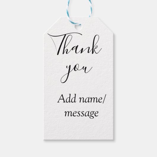 Thank you add name message simple stylish calligra cadeaulabel (Voorkant)