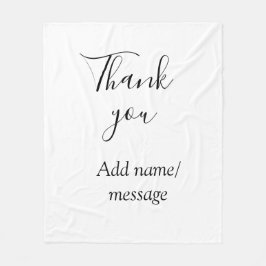 Thank you add name message simple stylish calligra fleece deken