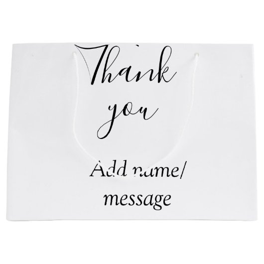 Thank you add name message simple stylish calligra groot cadeauzakje (Voorkant)