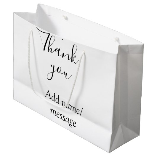 Thank you add name message simple stylish calligra groot cadeauzakje (Voorkant Gekanteld)