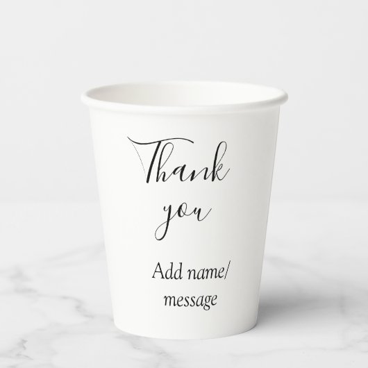 Thank you add name message simple stylish calligra papieren bekers (Achterkant)