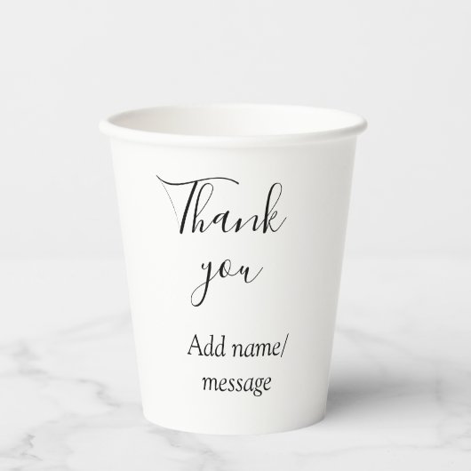 Thank you add name message simple stylish calligra papieren bekers (Voorkant)