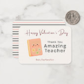 Thank You Amazing Teacher Valentine Card Notitiekaartje (Voorkant / Achterkant in situ)