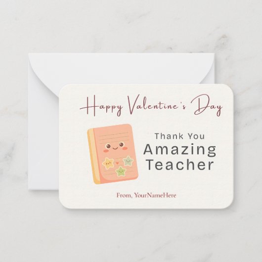 Thank You Amazing Teacher Valentine Card Notitiekaartje (Voorkant)
