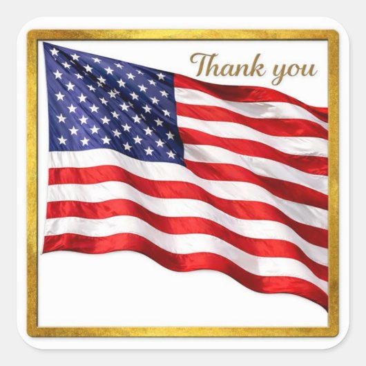 Thank You American Flag Square Envelope Seal Vierkante Sticker (Voorkant)