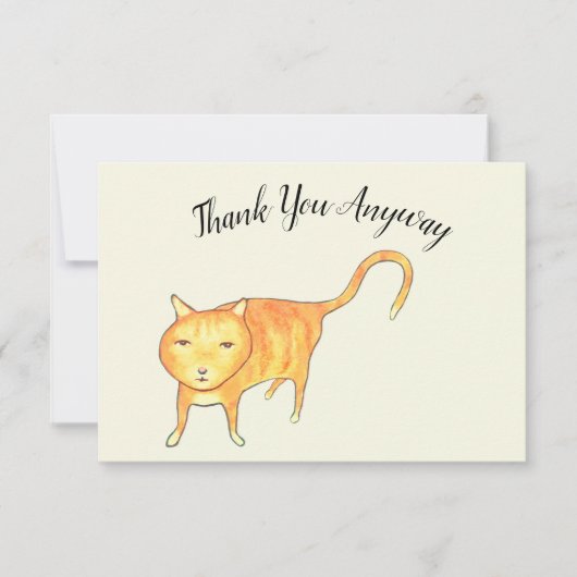 'Thank You Anyway' Apathetic Cat Bedankkaart (Voorkant)