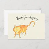 'Thank You Anyway' Apathetic Cat Bedankkaart (Voorkant / Achterkant)