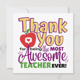 Thank You Awesome Teacher Card Kaart