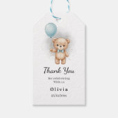 Thank you Baby Shower for Boy Blue Balloon Bear   Cadeaulabel (Voorkant)